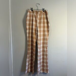 MISSGUIDED Orange/White Checkered Pants - Size 6